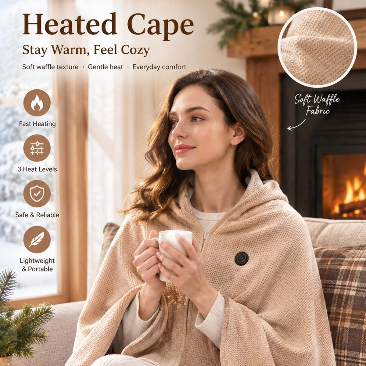 Portable Heated Shawl – Wearable Electric Heating Wrap