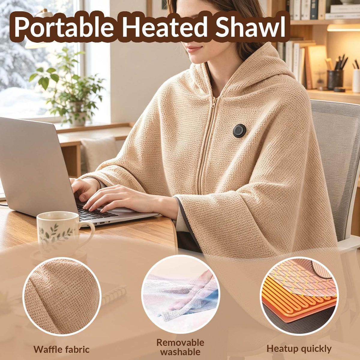 Portable Heated Shawl – Wearable Electric Heating Wrap