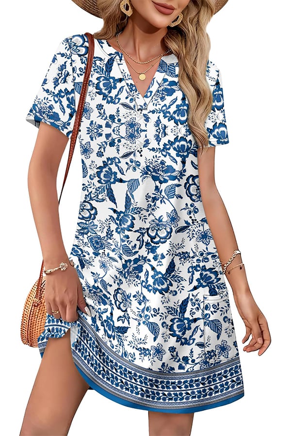 Women’s Casual V-Neck Hawaiian Midi Dress（Buy 2 Free Shipping）