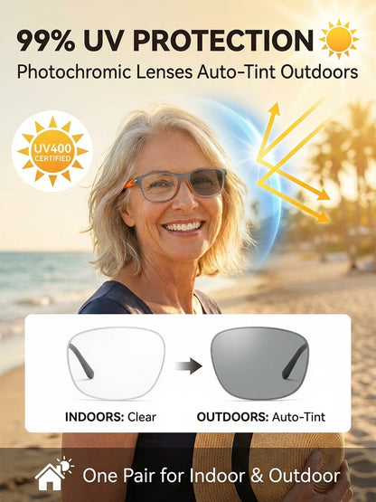 👓One Pair For Near & Far Vision — Light-Adaptive Lenses That Transform Into Sunglasses Outdoors✨