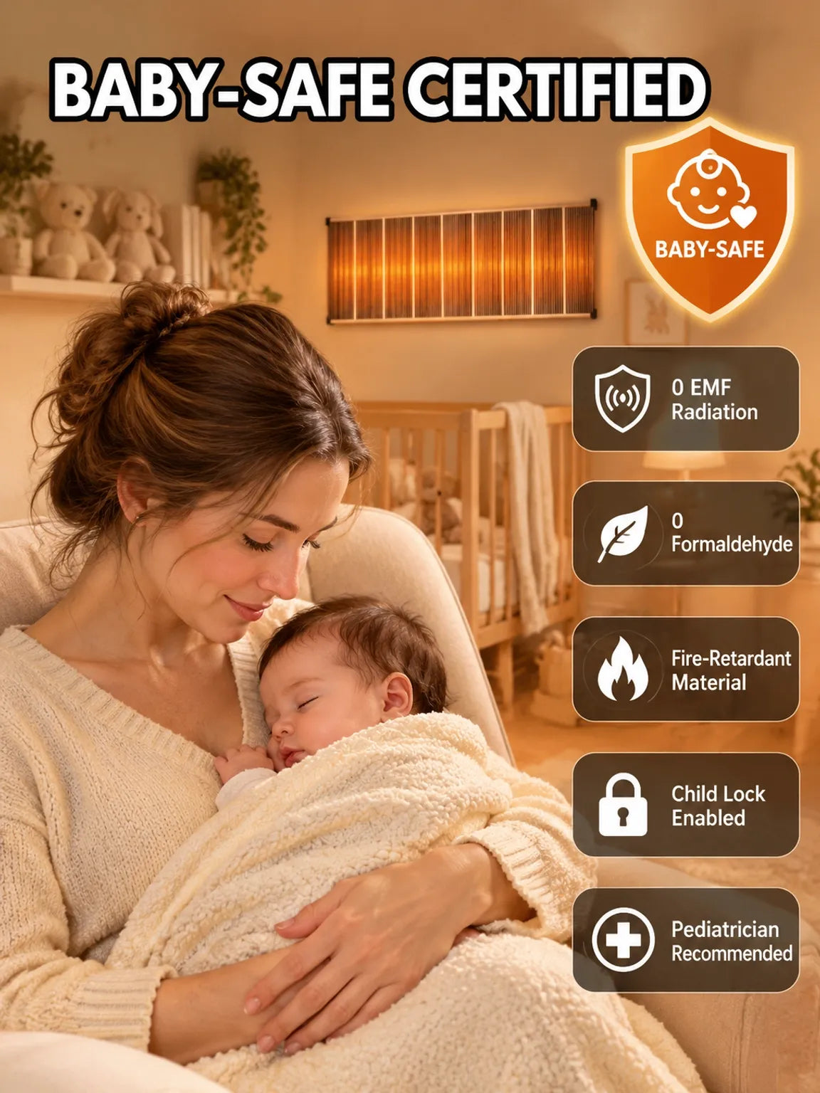 【3-Second Instant Heating】Honeycomb Graphene Far-Infrared Carbon Crystal Wall Heater