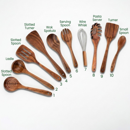 Small Leaf Acacia Wood Utensil Set