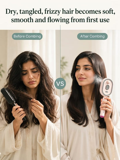 A multifunctional, leave-in essential oil hair care comb with red light therapy—instantly smooths hair, provides salon-grade scalp care, effectively prevents hair loss, and promotes hair regrowth!