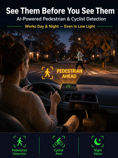 🚗 【Smart In-Car HUD Co-Pilot】Works on Sedans, SUVs, Pickups, RVs, and More!