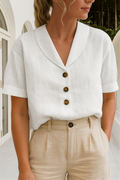 Linen Top | Short Sleeve | Loose Fit | Blouse | Women's Linen Tops