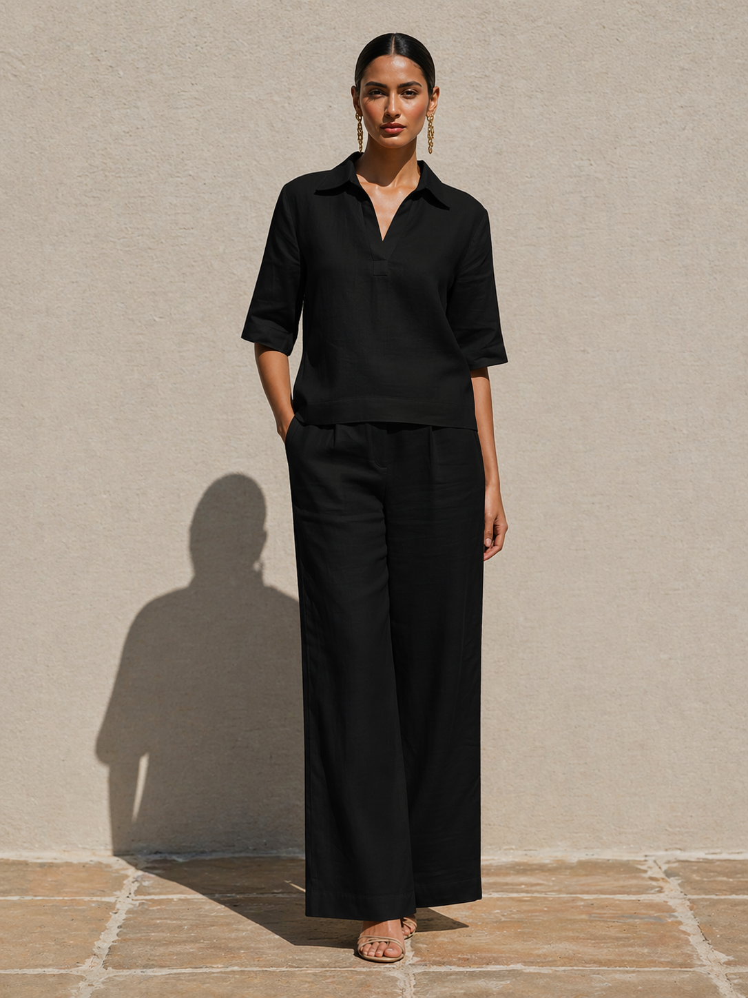 New Arrivals🔥Women's Solid Cotton Linen Two-Piece Set