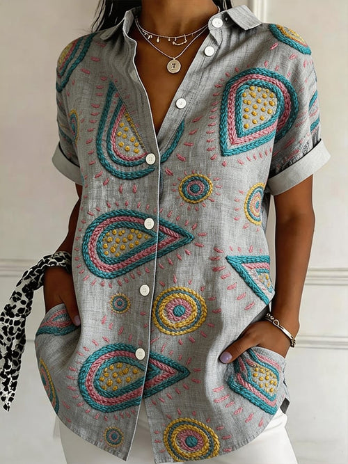 Women's Casual Collared Striped Print Shirt