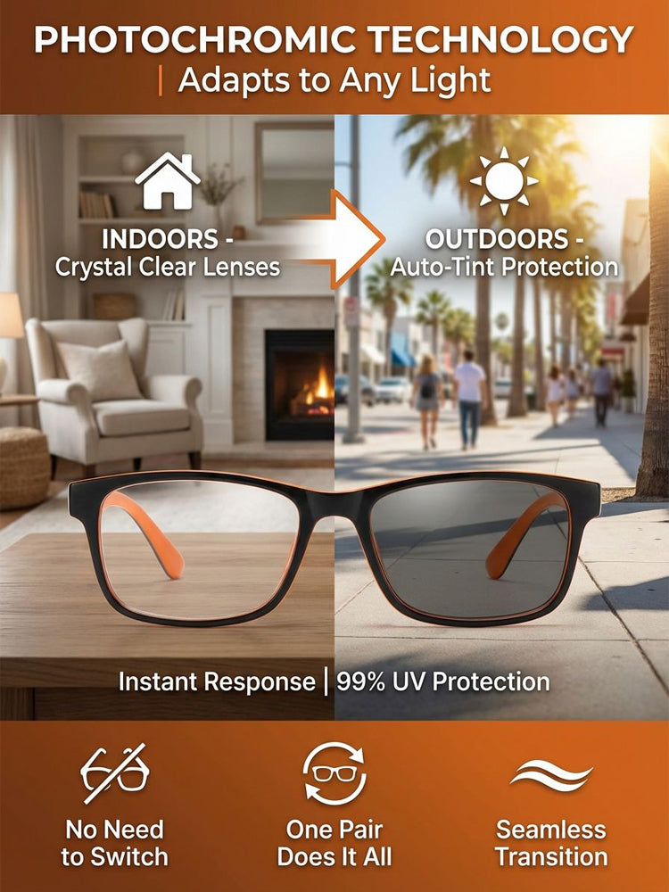 👓One Pair For Near & Far Vision — Light-Adaptive Lenses That Transform Into Sunglasses Outdoors✨