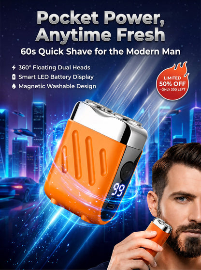 【German precision engineering, a best-selling shaver in Europe and America!】The new generation dual-head pocket shaver，Instant shaving, haircutting, and hair removal in just 1 second! Suitable for the whole family!