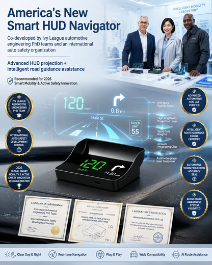 🚗 【Smart In-Car HUD Co-Pilot】Works on Sedans, SUVs, Pickups, RVs, and More!