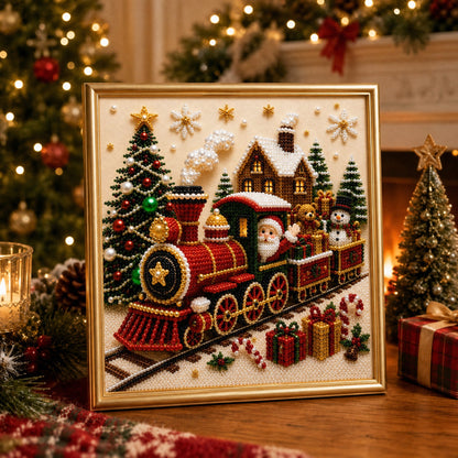 🎄🎅 Premium 3D Pearl Christmas Wall Art Kit | Luxury Flocked Canvas with Scratch-Resistant Non-Fading Pearl Beads DIY Holiday Decor⛄️❄️